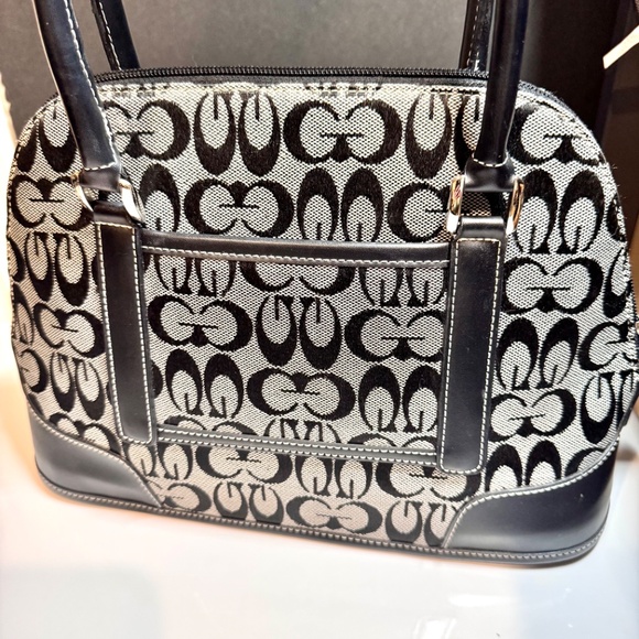 Canvas Tote Satchel Handbag, Black & Gray. EUC - Picture 2 of 6